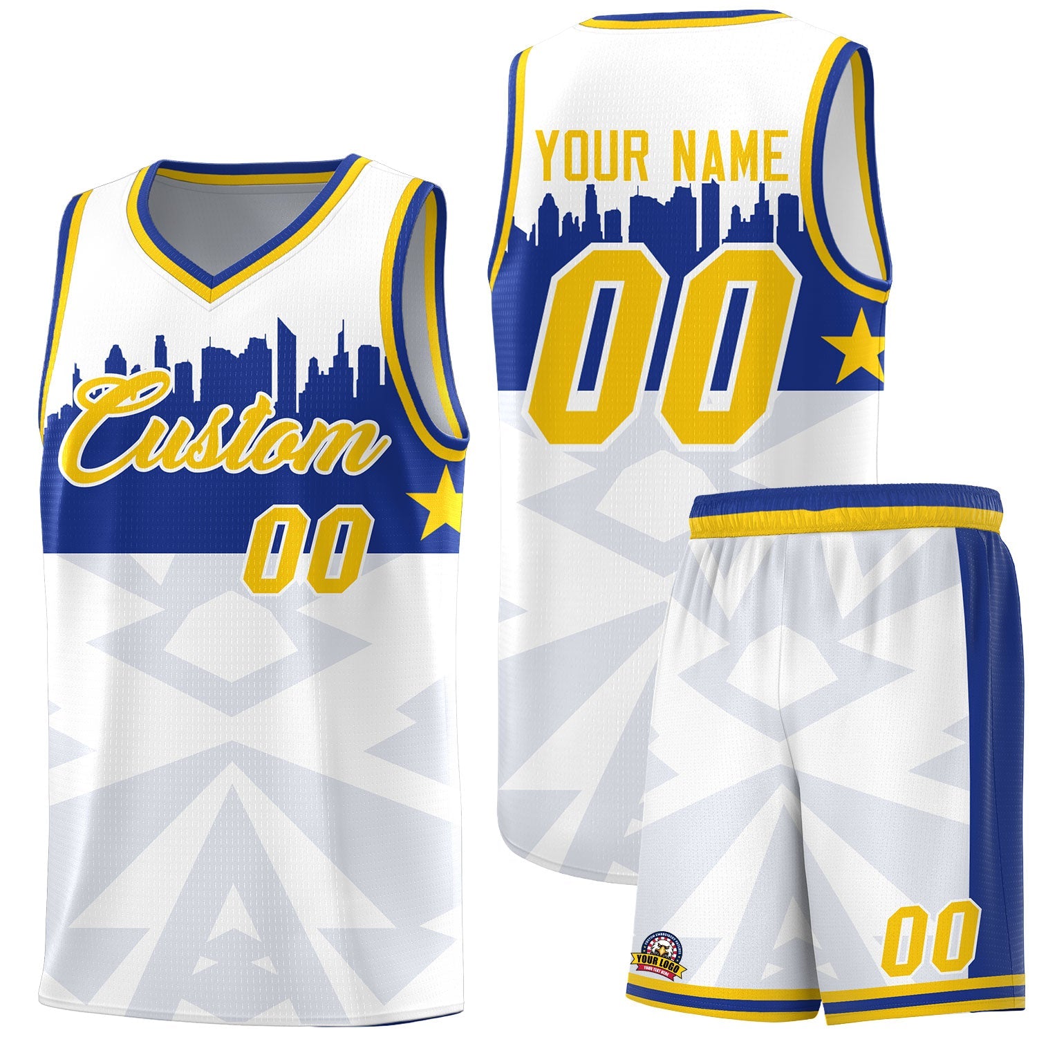 Custom White Personalized City Silhouette Pattern Sports Uniform Basketball Jersey