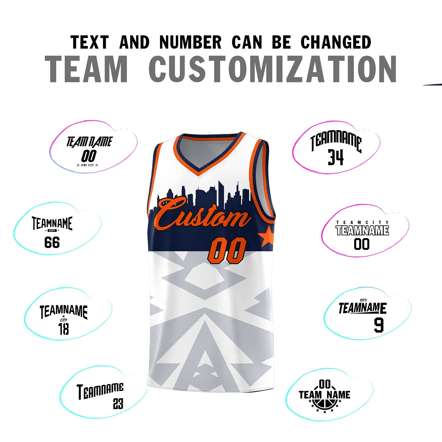 Custom White Personalized City Silhouette Pattern Sports Uniform Basketball Jersey