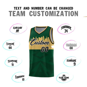 Custom Green Personalized City Silhouette Pattern Sports Uniform Basketball Jersey