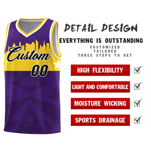 Custom Purple Personalized City Silhouette Pattern Sports Uniform Basketball Jersey