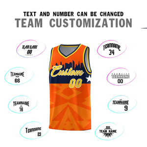 Custom Orange Personalized City Silhouette Pattern Sports Uniform Basketball Jersey