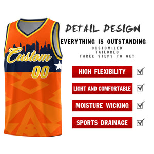 Custom Orange Personalized City Silhouette Pattern Sports Uniform Basketball Jersey