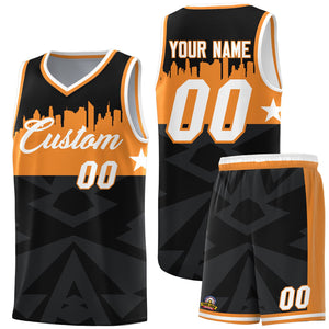 Custom Black Personalized City Silhouette Pattern Sports Uniform Basketball Jersey