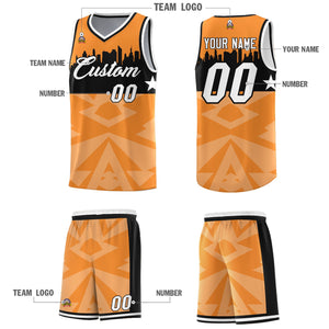 Custom Orange Personalized City Silhouette Pattern Sports Uniform Basketball Jersey