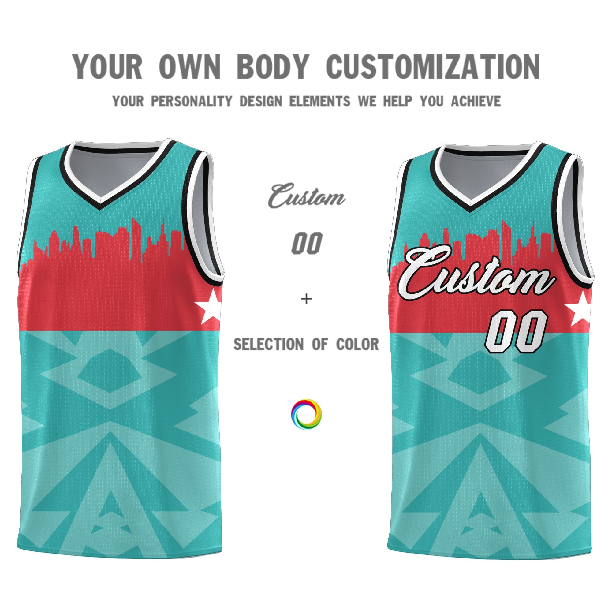 Custom Bright Green Personalized City Silhouette Pattern Sports Uniform Basketball Jersey