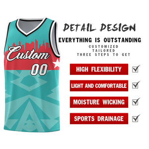 Custom Bright Green Personalized City Silhouette Pattern Sports Uniform Basketball Jersey