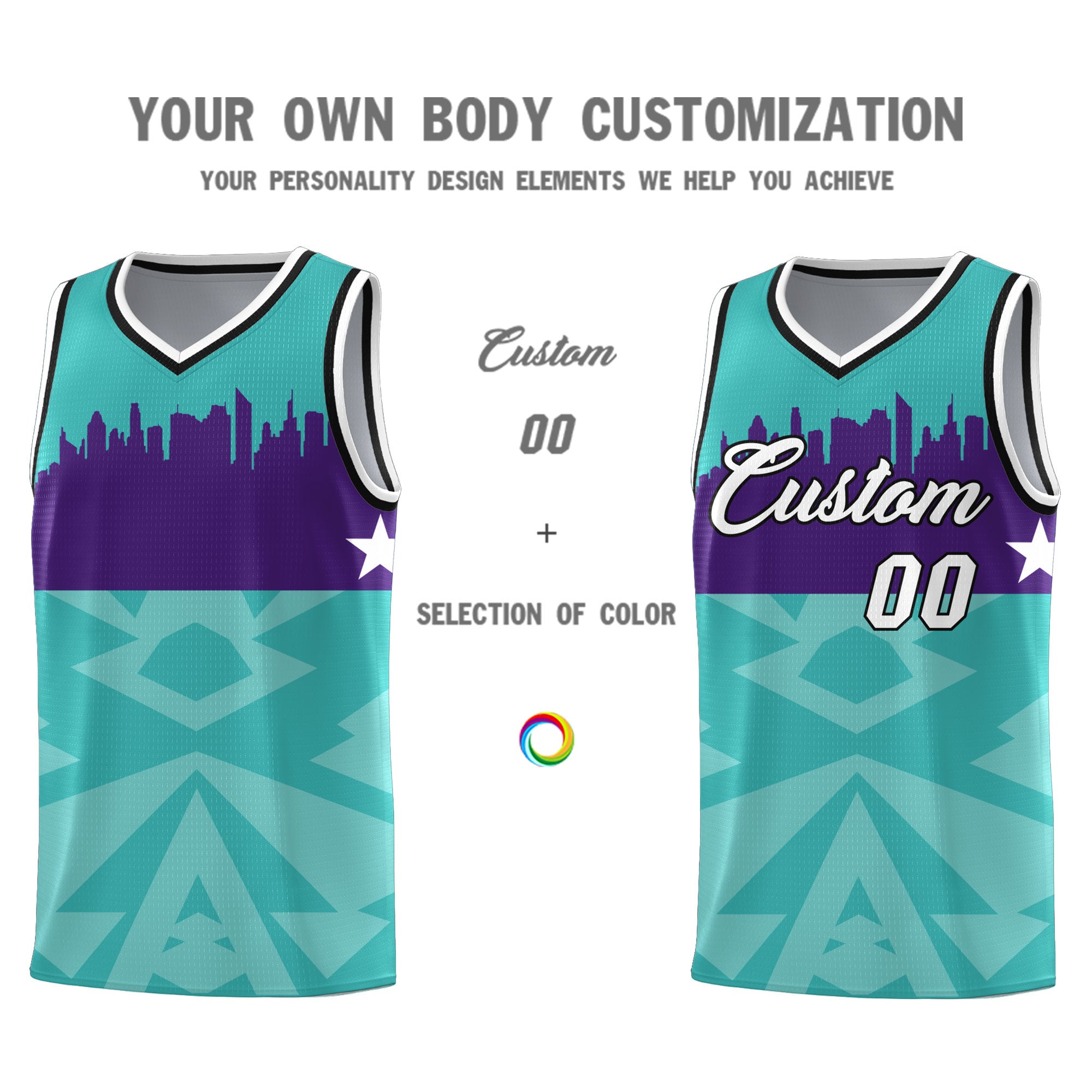 Custom Bright Green Personalized City Silhouette Pattern Sports Uniform Basketball Jersey