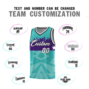 Custom Bright Green Personalized City Silhouette Pattern Sports Uniform Basketball Jersey