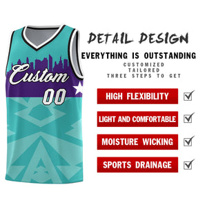 Custom Bright Green Personalized City Silhouette Pattern Sports Uniform Basketball Jersey