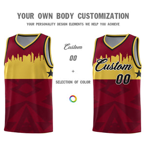 Custom Crimson Personalized City Silhouette Pattern Sports Uniform Basketball Jersey