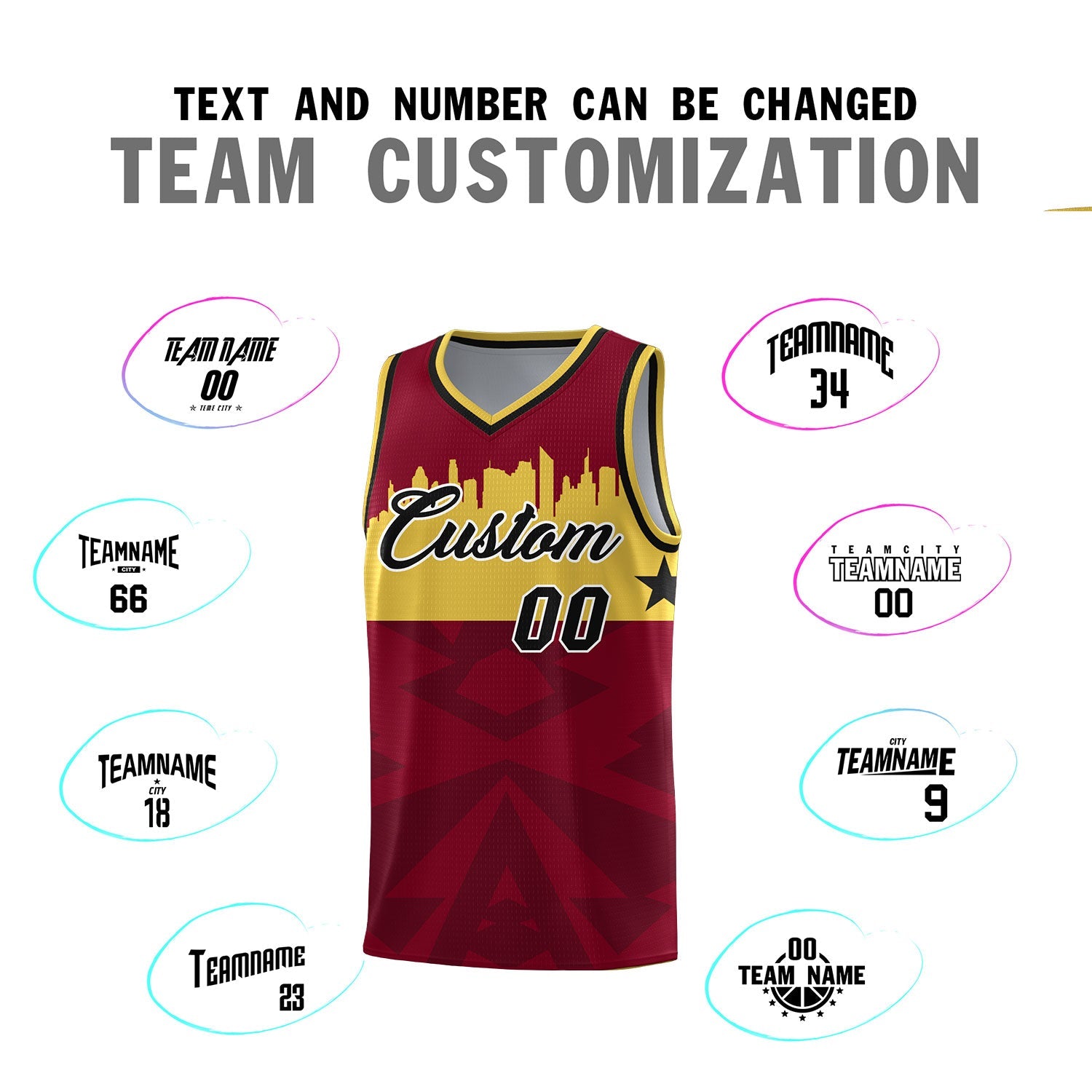 Custom Crimson Personalized City Silhouette Pattern Sports Uniform Basketball Jersey