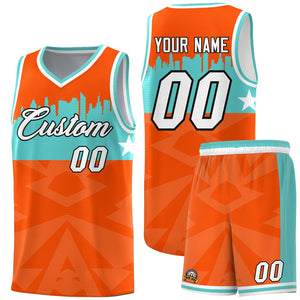 Custom Orange Personalized City Silhouette Pattern Sports Uniform Basketball Jersey