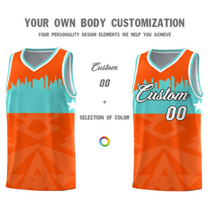 Custom Orange Personalized City Silhouette Pattern Sports Uniform Basketball Jersey