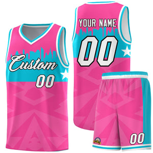 Custom Pink Personalized City Silhouette Pattern Sports Uniform Basketball Jersey