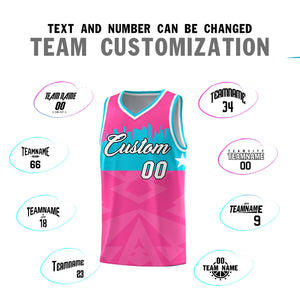 Custom Pink Personalized City Silhouette Pattern Sports Uniform Basketball Jersey