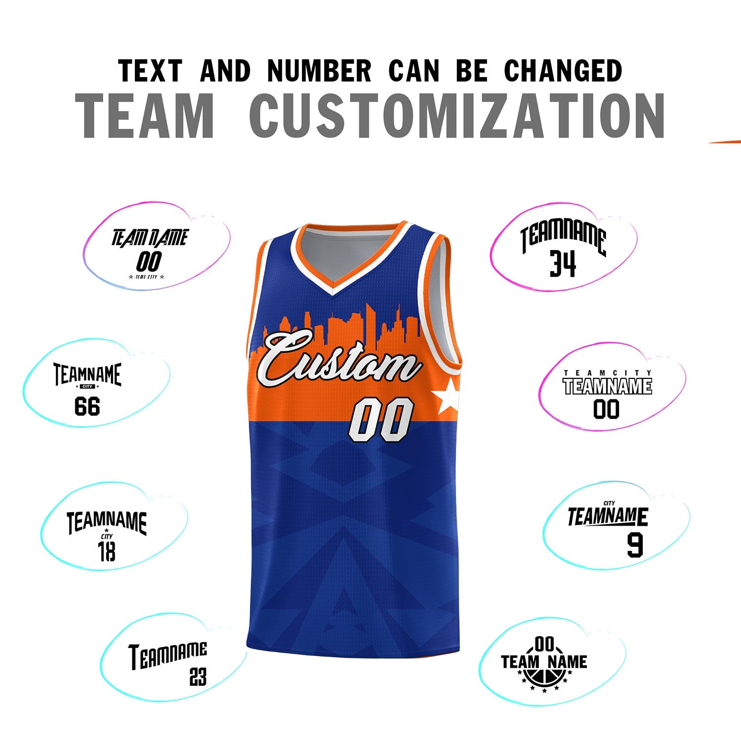 Custom Royal Personalized City Silhouette Pattern Sports Uniform Basketball Jersey