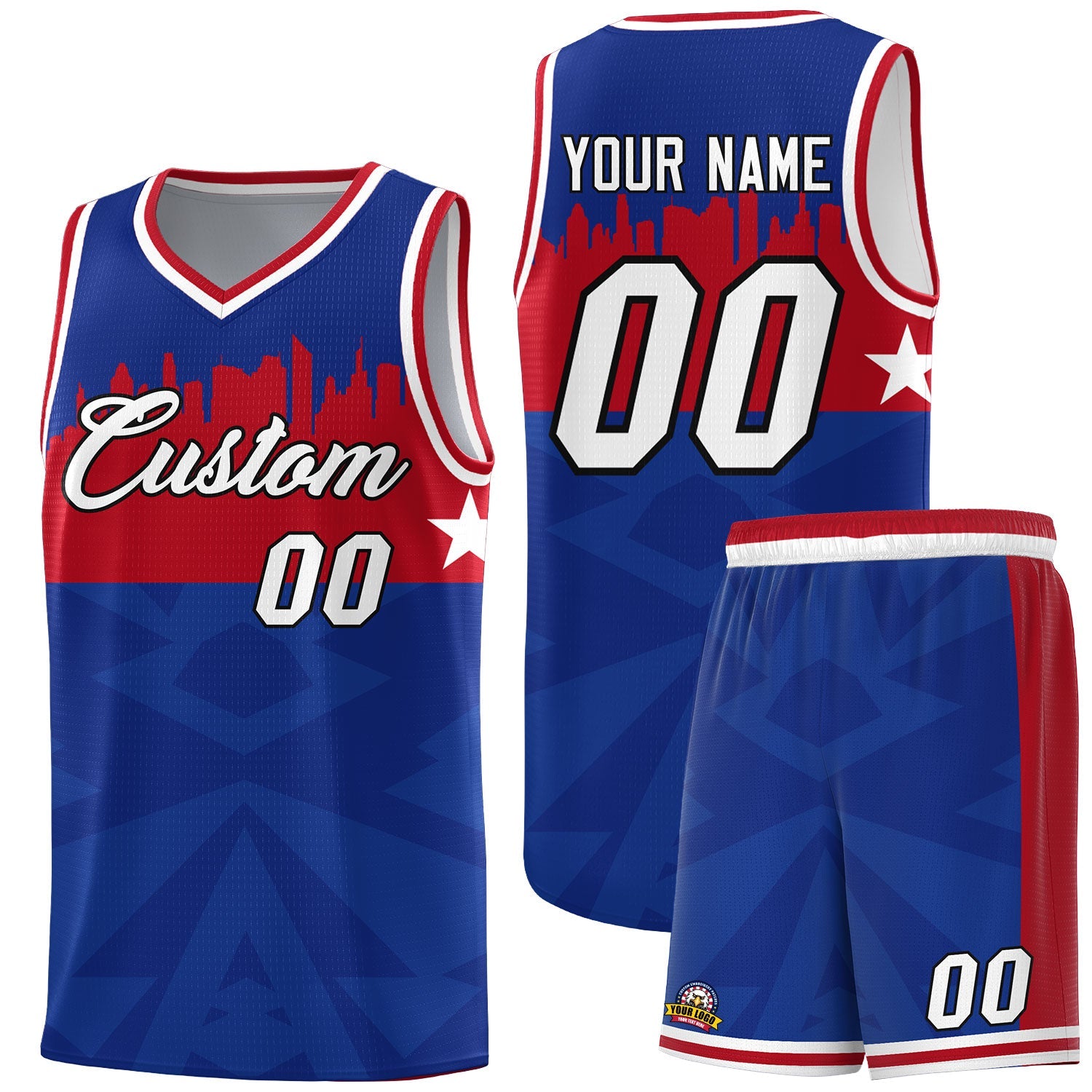 Custom Royal Personalized City Silhouette Pattern Sports Uniform Basketball Jersey