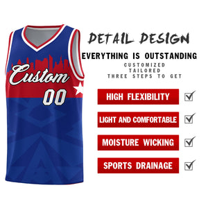 Custom Royal Personalized City Silhouette Pattern Sports Uniform Basketball Jersey