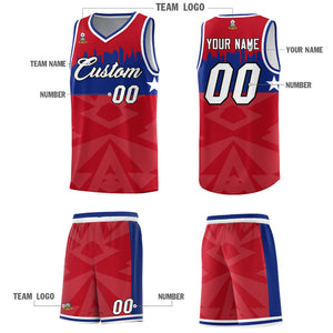 Custom Red Personalized City Silhouette Pattern Sports Uniform Basketball Jersey