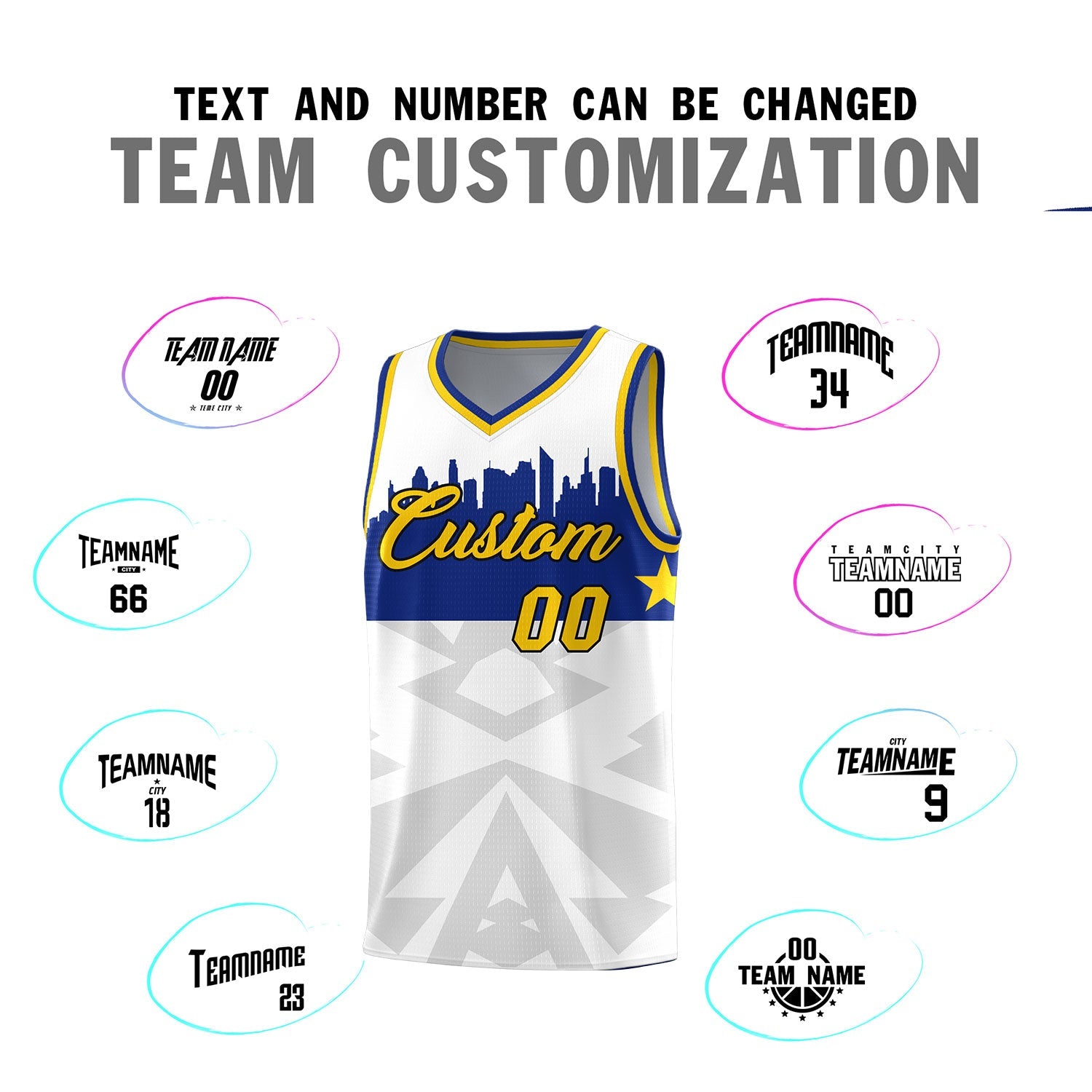 Custom White Personalized City Silhouette Pattern Sports Uniform Basketball Jersey