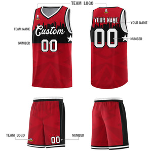 Custom Red Personalized City Silhouette Pattern Sports Uniform Basketball Jersey