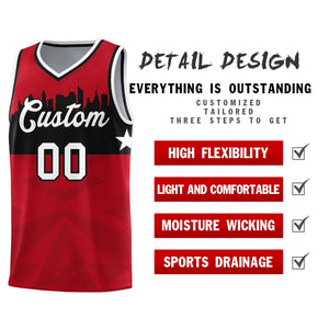 Custom Red Personalized City Silhouette Pattern Sports Uniform Basketball Jersey