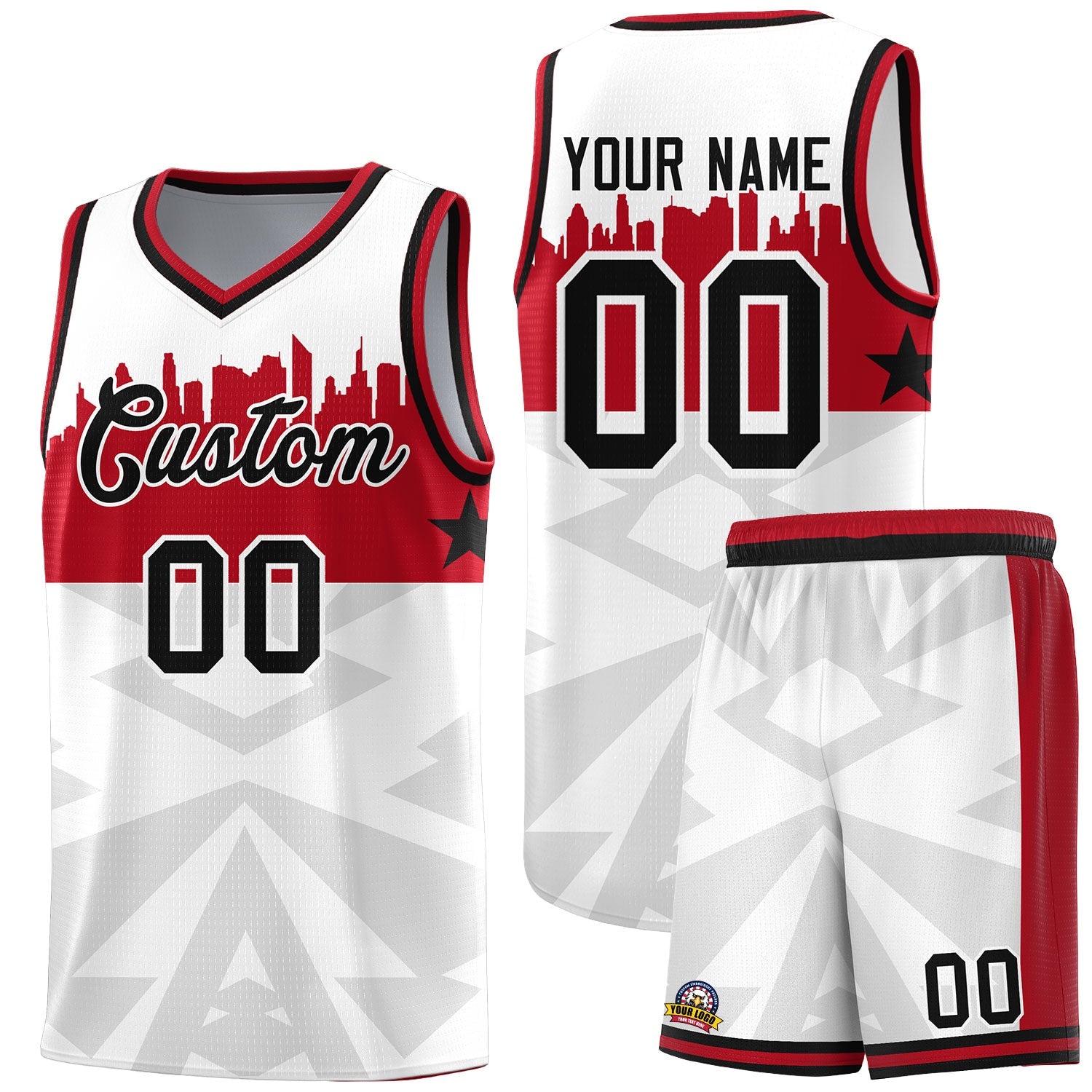 Custom White Personalized City Silhouette Pattern Sports Uniform Basketball Jersey