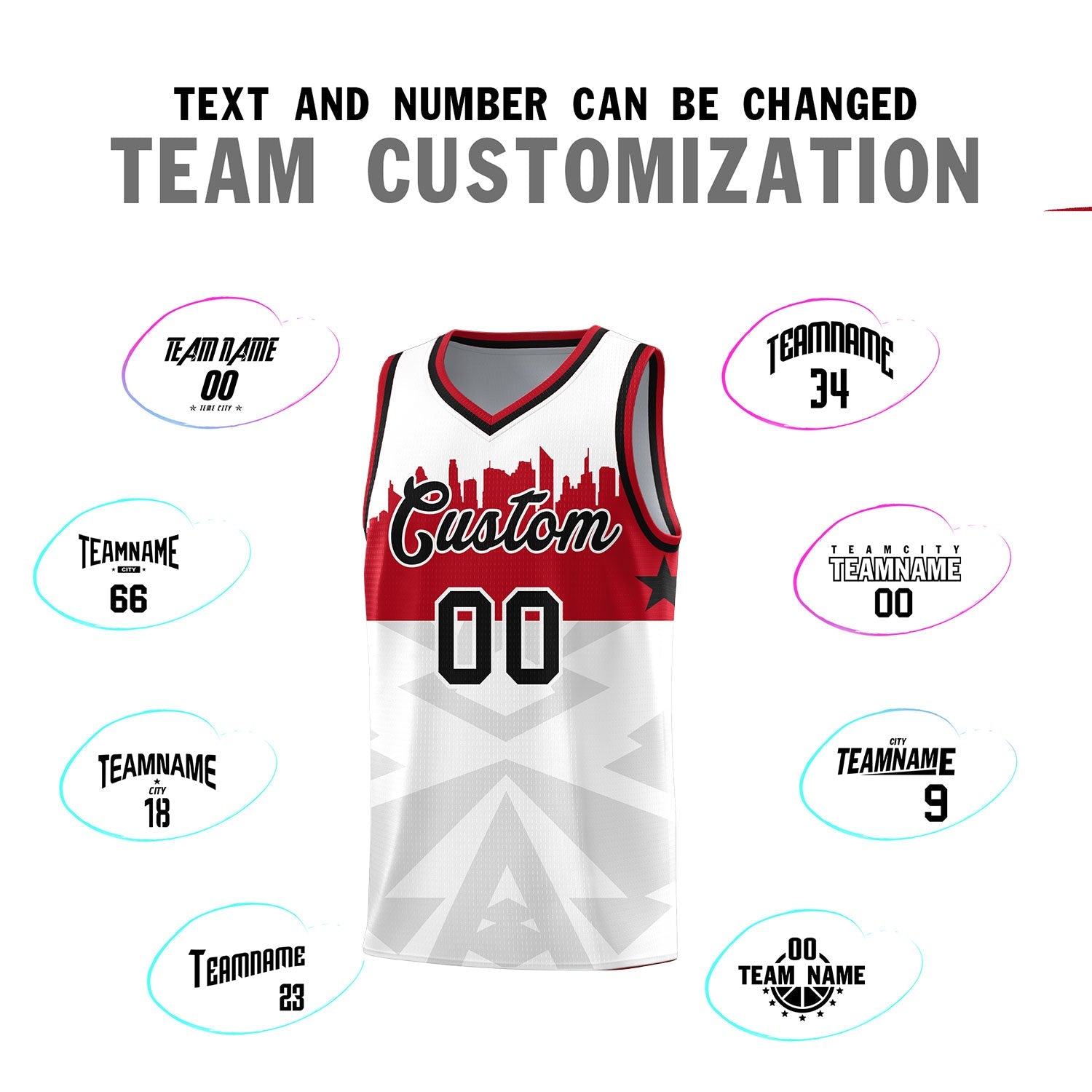 Custom White Personalized City Silhouette Pattern Sports Uniform Basketball Jersey