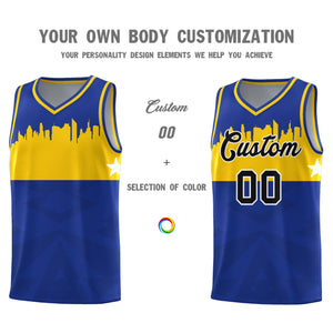 Custom Royal Personalized City Silhouette Pattern Sports Uniform Basketball Jersey