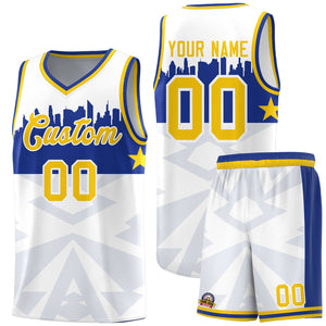 Custom White Personalized City Silhouette Pattern Sports Uniform Basketball Jersey