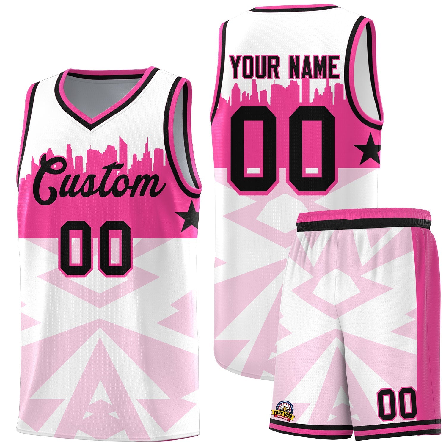 Custom White Personalized City Silhouette Pattern Sports Uniform Basketball Jersey