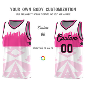 Custom White Personalized City Silhouette Pattern Sports Uniform Basketball Jersey