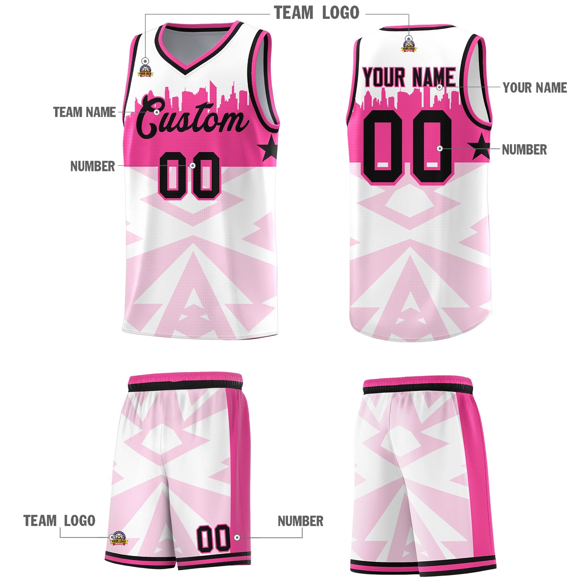 Custom White Personalized City Silhouette Pattern Sports Uniform Basketball Jersey