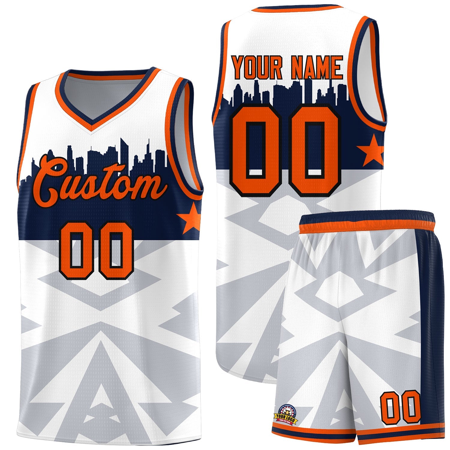 Custom White Personalized City Silhouette Pattern Sports Uniform Basketball Jersey