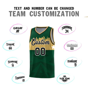 Custom Green Personalized City Silhouette Pattern Sports Uniform Basketball Jersey