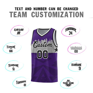 Custom Purple Personalized City Silhouette Pattern Sports Uniform Basketball Jersey