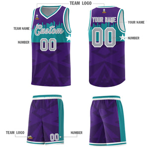 Custom Purple Personalized City Silhouette Pattern Sports Uniform Basketball Jersey