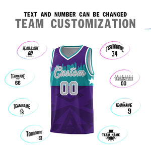 Custom Purple Personalized City Silhouette Pattern Sports Uniform Basketball Jersey