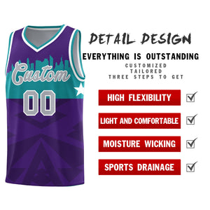 Custom Purple Personalized City Silhouette Pattern Sports Uniform Basketball Jersey