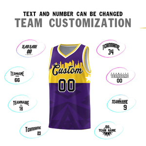 Custom Purple Personalized City Silhouette Pattern Sports Uniform Basketball Jersey