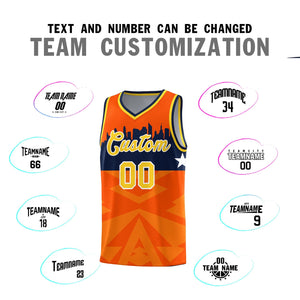 Custom Orange Personalized City Silhouette Pattern Sports Uniform Basketball Jersey