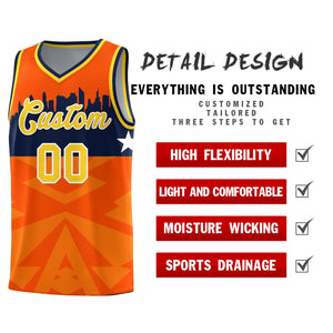 Custom Orange Personalized City Silhouette Pattern Sports Uniform Basketball Jersey