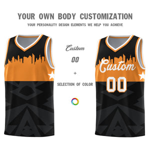 Custom Black Personalized City Silhouette Pattern Sports Uniform Basketball Jersey