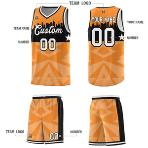 Custom Orange Personalized City Silhouette Pattern Sports Uniform Basketball Jersey