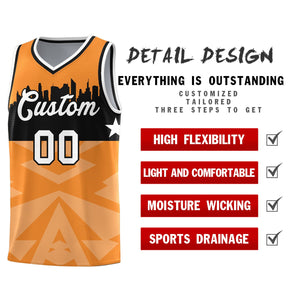 Custom Orange Personalized City Silhouette Pattern Sports Uniform Basketball Jersey