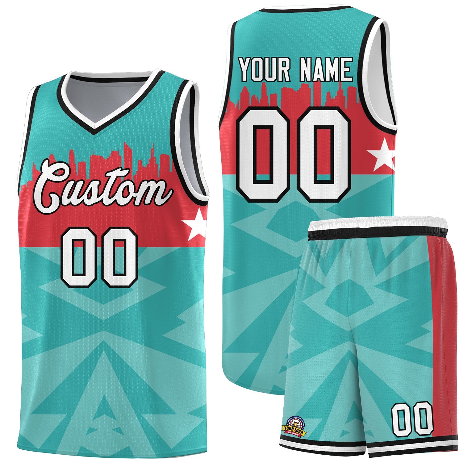 Custom Bright Green Personalized City Silhouette Pattern Sports Uniform Basketball Jersey