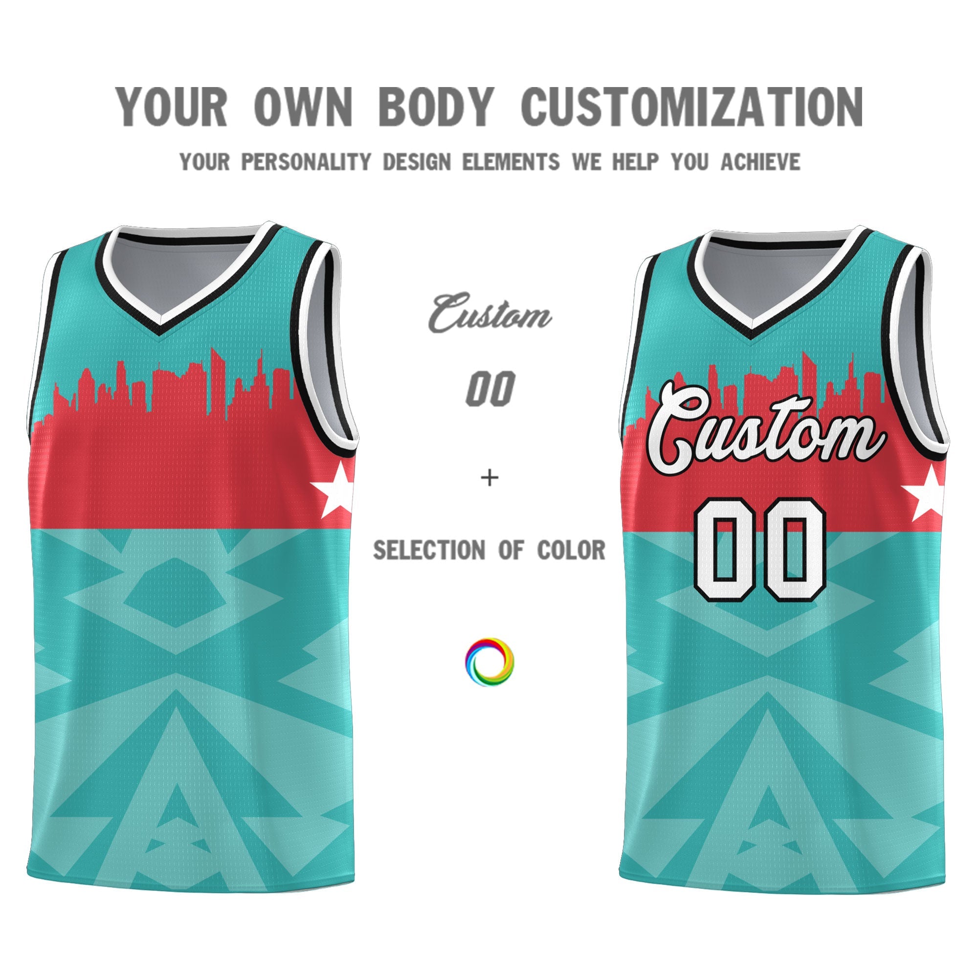 Custom Bright Green Personalized City Silhouette Pattern Sports Uniform Basketball Jersey