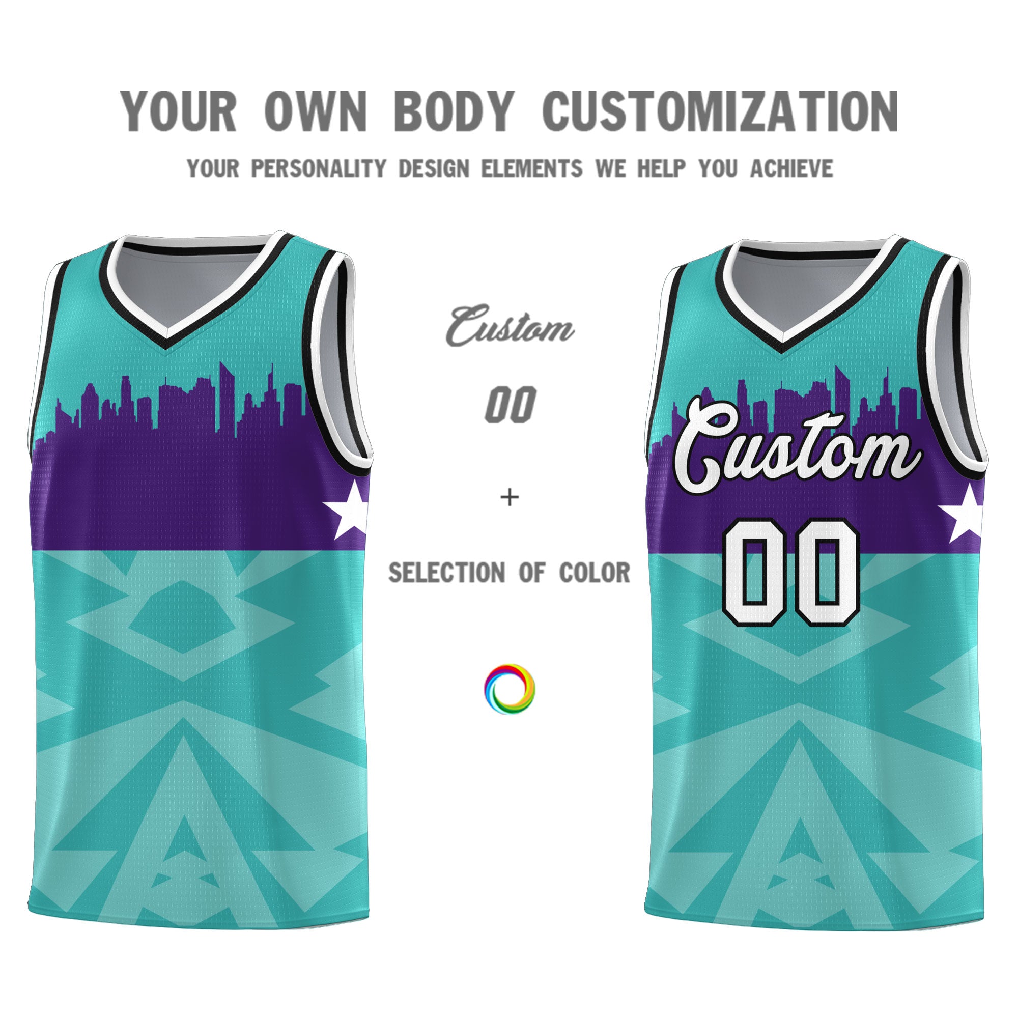 Custom Bright Green Personalized City Silhouette Pattern Sports Uniform Basketball Jersey