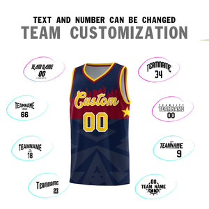 Custom Navy Personalized City Silhouette Pattern Sports Uniform Basketball Jersey