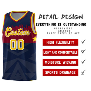 Custom Navy Personalized City Silhouette Pattern Sports Uniform Basketball Jersey